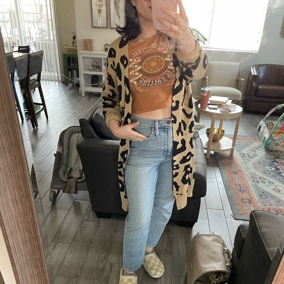 Leopard print| Long Line, open front knit cardigan, size S/M•••Cotton blend 🫶🏻 - Picture 10 of 11